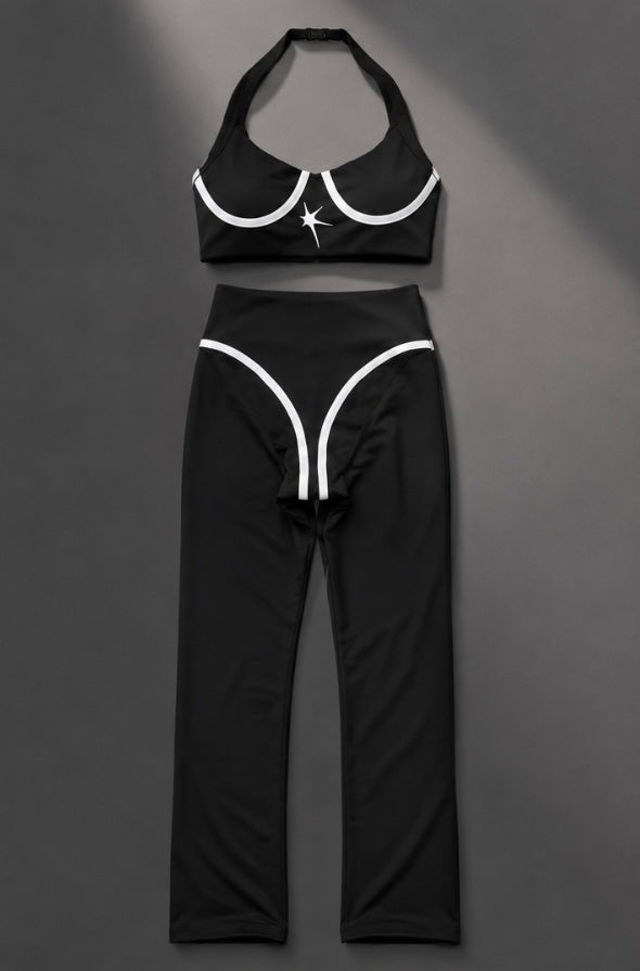 Women white line black set