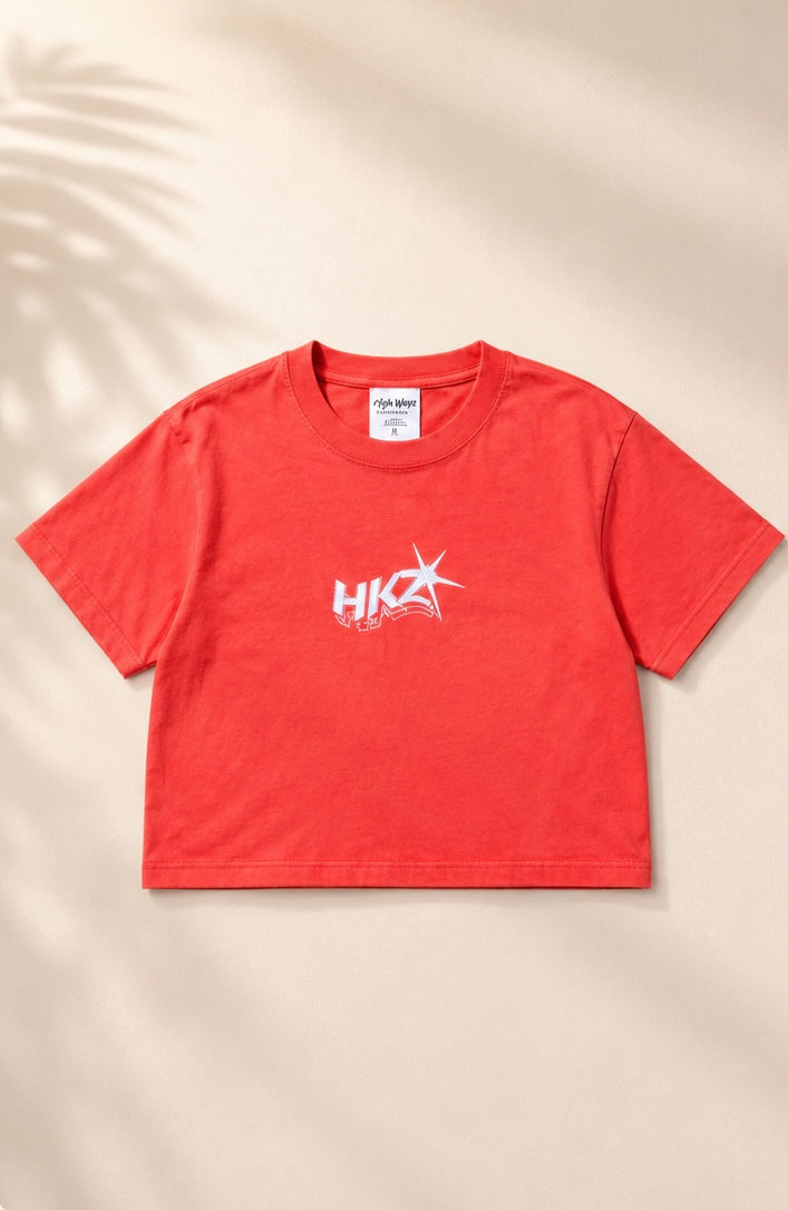 Women crop top peach tee