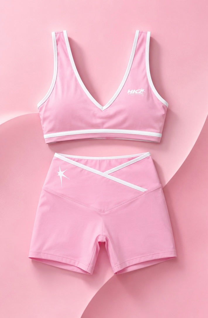 Women light pink short set